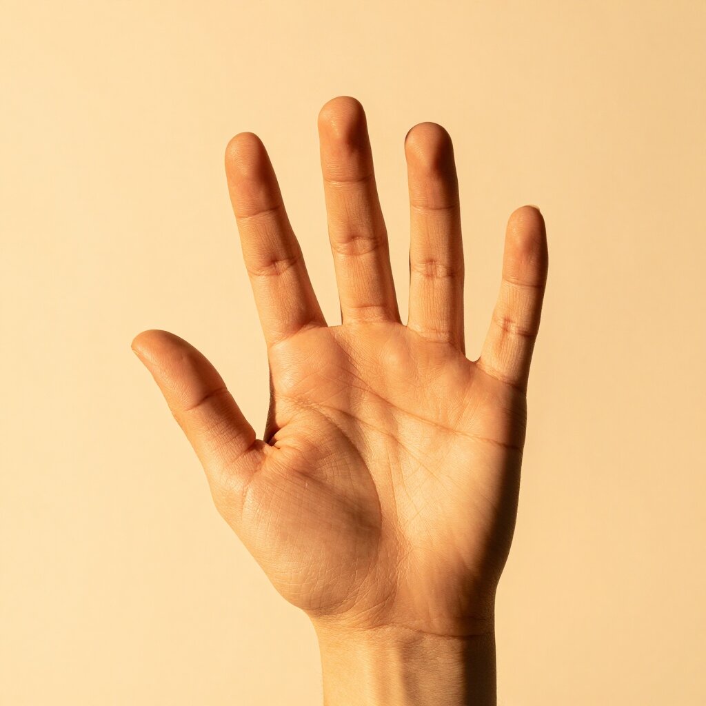 Hand mit leicht gespreizten Fingern