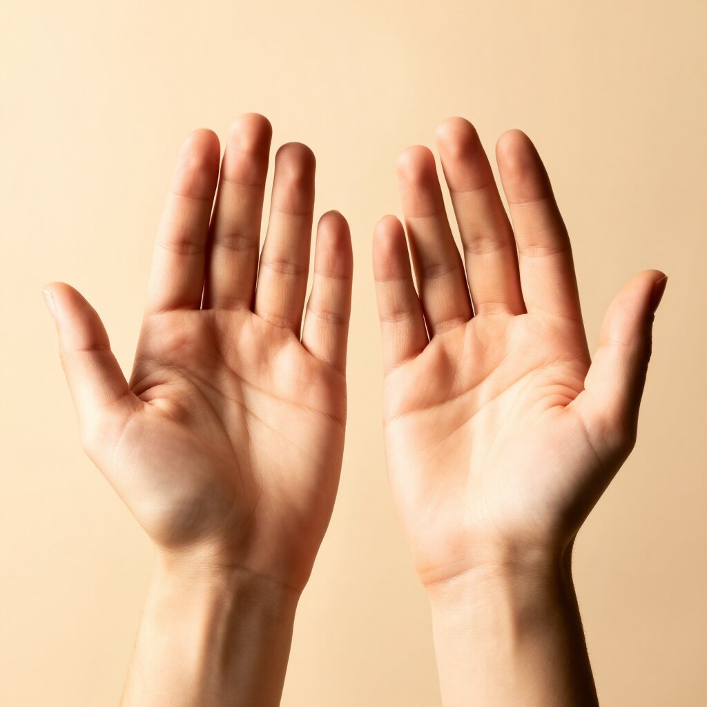 Zwei geöffnete Handflächen – linke und rechte Hand