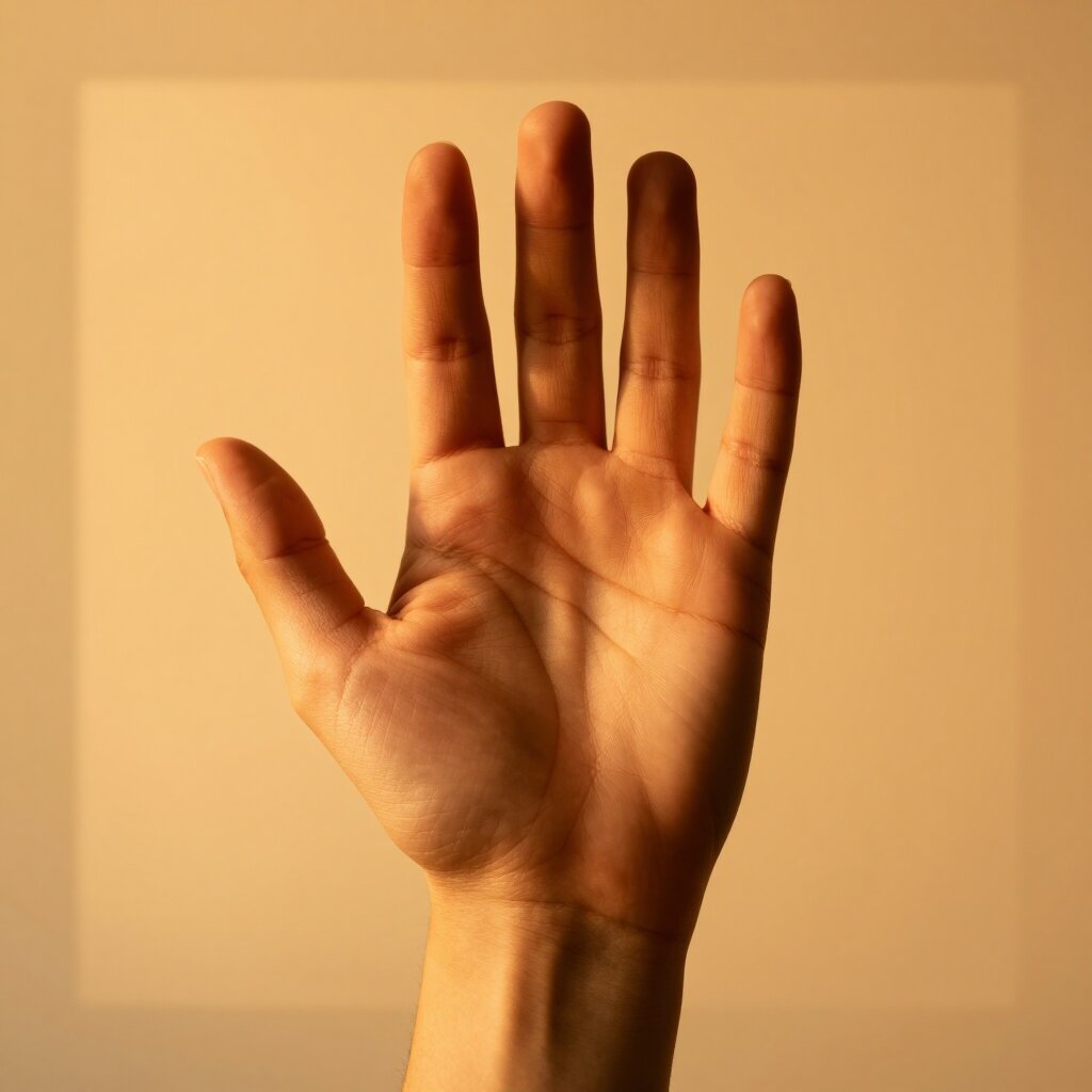 Geöffnete Handfläche mit sichtbaren Handlinien